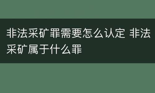 非法采矿罪需要怎么认定 非法采矿属于什么罪
