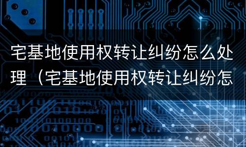 宅基地使用权转让纠纷怎么处理（宅基地使用权转让纠纷怎么处理的）