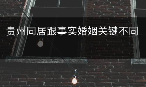 贵州同居跟事实婚姻关键不同
