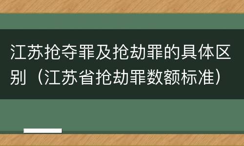 江苏抢夺罪及抢劫罪的具体区别（江苏省抢劫罪数额标准）