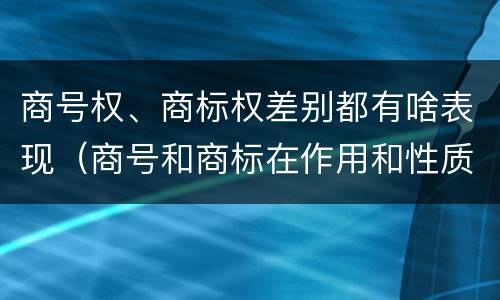 商号权、商标权差别都有啥表现（商号和商标在作用和性质上有较大区别）