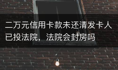 二万元信用卡款未还清发卡人已投法院，法院会封房吗