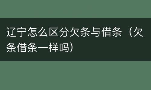 辽宁怎么区分欠条与借条（欠条借条一样吗）