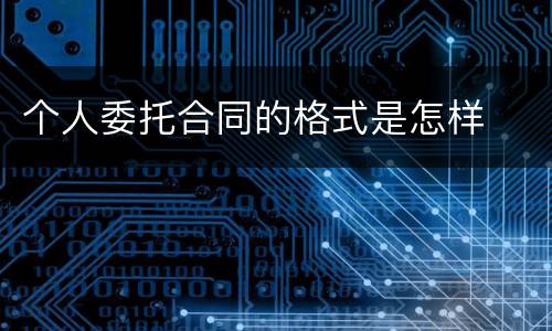 个人委托合同的格式是怎样