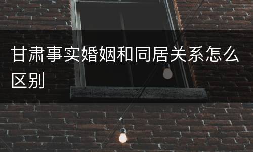 甘肃事实婚姻和同居关系怎么区别