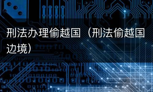 刑法办理偷越国（刑法偷越国边境）