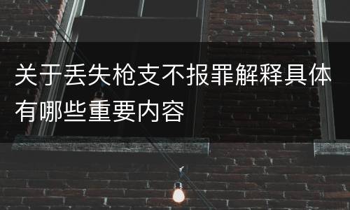 关于丢失枪支不报罪解释具体有哪些重要内容