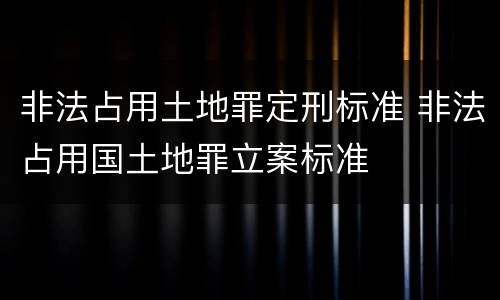 非法占用土地罪定刑标准 非法占用国土地罪立案标准