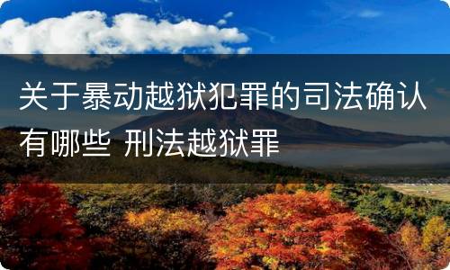 关于暴动越狱犯罪的司法确认有哪些 刑法越狱罪