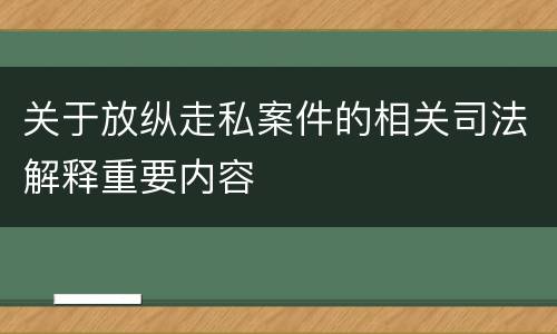 关于放纵走私案件的相关司法解释重要内容