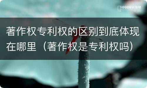 著作权专利权的区别到底体现在哪里（著作权是专利权吗）