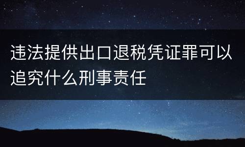 违法提供出口退税凭证罪可以追究什么刑事责任