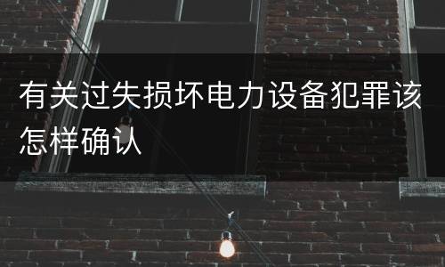 有关过失损坏电力设备犯罪该怎样确认