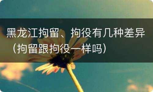 黑龙江拘留、拘役有几种差异（拘留跟拘役一样吗）