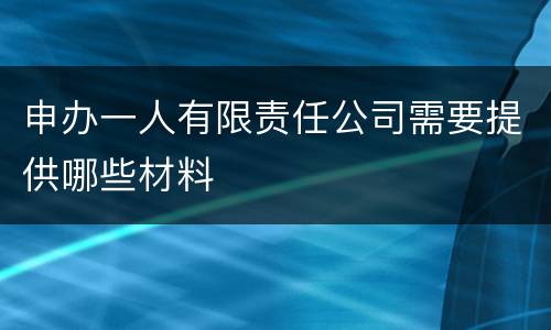 申办一人有限责任公司需要提供哪些材料