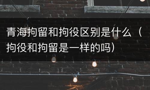 青海拘留和拘役区别是什么（拘役和拘留是一样的吗）