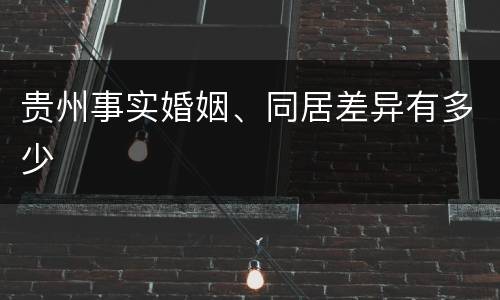贵州事实婚姻、同居差异有多少