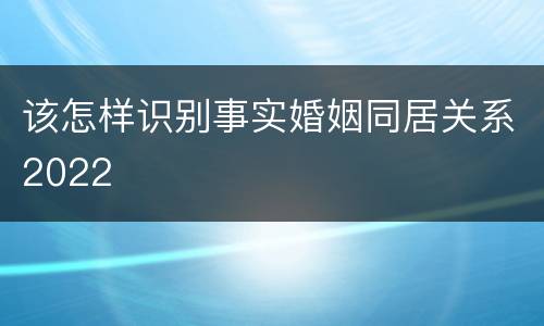 该怎样识别事实婚姻同居关系2022