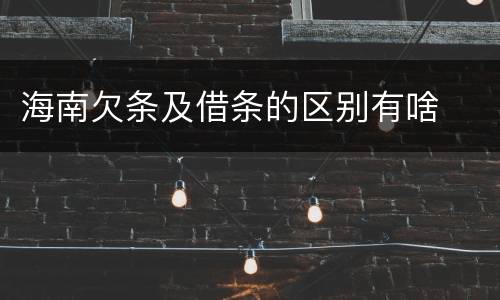 海南欠条及借条的区别有啥