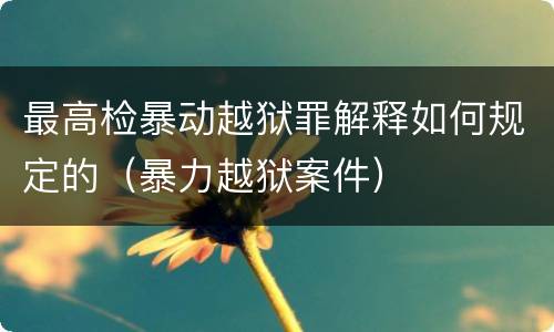 最高检暴动越狱罪解释如何规定的（暴力越狱案件）