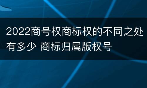 2022商号权商标权的不同之处有多少 商标归属版权号