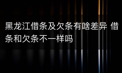 黑龙江借条及欠条有啥差异 借条和欠条不一样吗