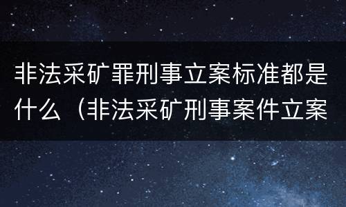 非法采矿罪刑事立案标准都是什么（非法采矿刑事案件立案标准）