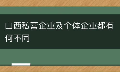 山西私营企业及个体企业都有何不同