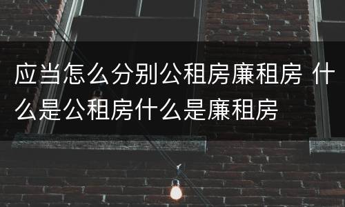 应当怎么分别公租房廉租房 什么是公租房什么是廉租房
