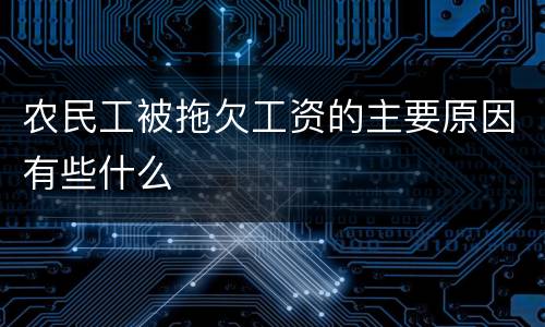 农民工被拖欠工资的主要原因有些什么