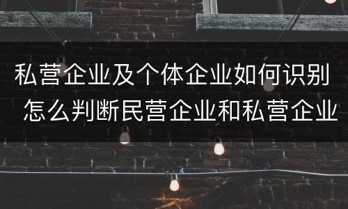 私营企业及个体企业如何识别 怎么判断民营企业和私营企业