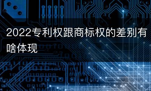 2022专利权跟商标权的差别有啥体现