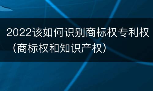 2022该如何识别商标权专利权（商标权和知识产权）