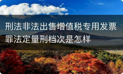 刑法非法出售增值税专用发票罪法定量刑档次是怎样