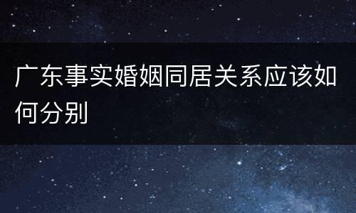 广东事实婚姻同居关系应该如何分别