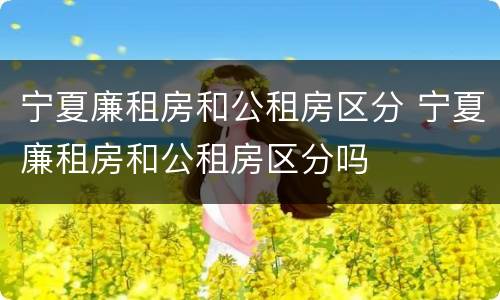 宁夏廉租房和公租房区分 宁夏廉租房和公租房区分吗