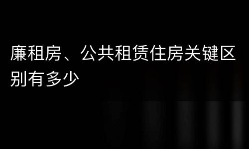 廉租房、公共租赁住房关键区别有多少