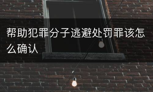 帮助犯罪分子逃避处罚罪该怎么确认