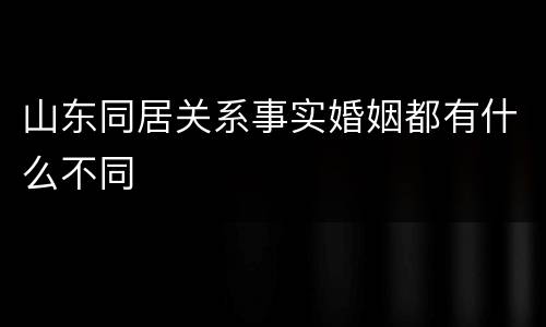 山东同居关系事实婚姻都有什么不同