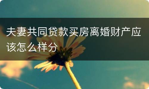 夫妻共同贷款买房离婚财产应该怎么样分