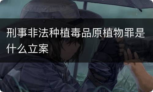 刑事非法种植毒品原植物罪是什么立案