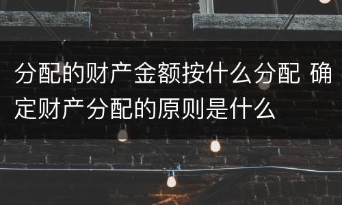 分配的财产金额按什么分配 确定财产分配的原则是什么