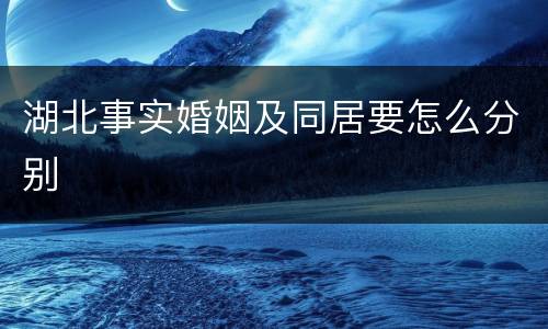 湖北事实婚姻及同居要怎么分别