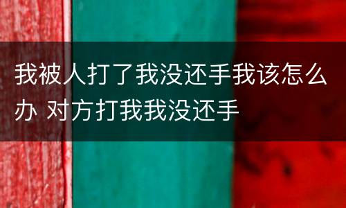 我被人打了我没还手我该怎么办 对方打我我没还手