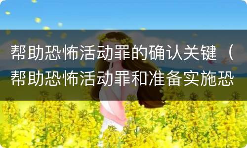 帮助恐怖活动罪的确认关键（帮助恐怖活动罪和准备实施恐怖活动罪）