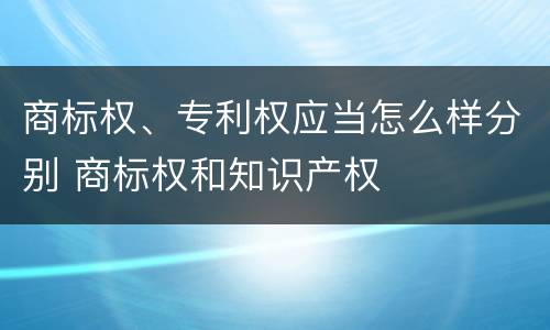 商标权、专利权应当怎么样分别 商标权和知识产权