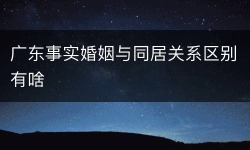 广东事实婚姻与同居关系区别有啥