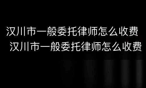 汉川市一般委托律师怎么收费 汉川市一般委托律师怎么收费的