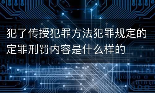 犯了传授犯罪方法犯罪规定的定罪刑罚内容是什么样的
