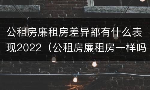 公租房廉租房差异都有什么表现2022（公租房廉租房一样吗）